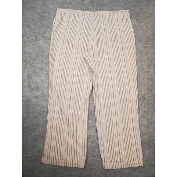 Women's JH Collectibles 16 Linen Blend Striped Wide Leg Cropped Pants - Picture 2 of 7